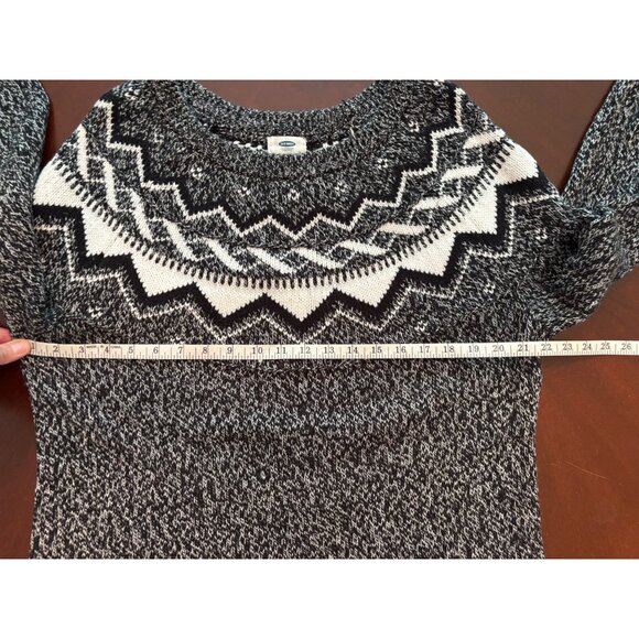 Old Navy Fair Isle Fall/Winter Sweater in Black + White Size XL Extra Large - Picture 8 of 10